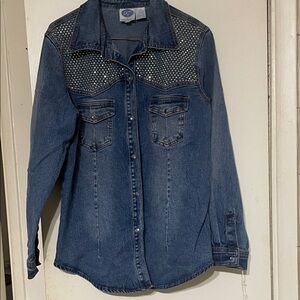 DG2 by Diane Gilman Blue Denim Jacket with Silver Accents